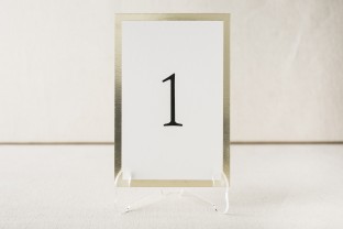 Simple gold foil stamped table cards from Smock