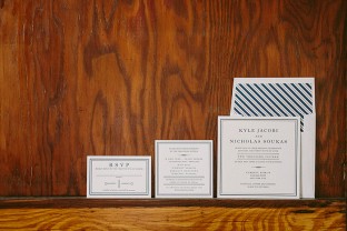 Modern navy letterpress wedding invitations from Smock