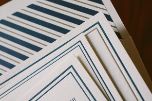 Modern navy letterpress wedding invitations from Smock