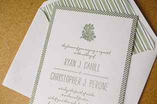 Rustic letterpress wedding invitations for a fall wedding