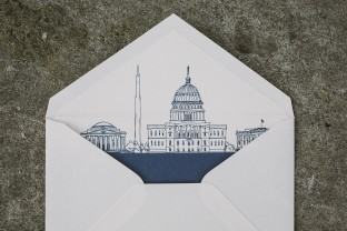 Envelope liners featuring Washington, DC landmarks