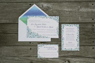 Custom sea glass inspired wedding invitations from Smock