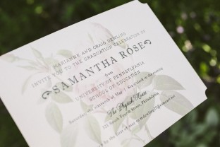 Vintage rose graduation party invitations from Smock
