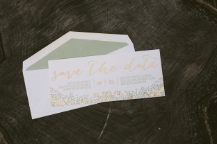 Gold foil save the dates from Smock