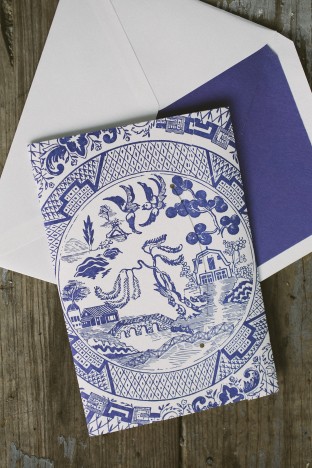 Custom china inspired pocketfold wedding invitations from Smock