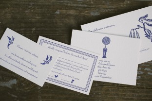 Custom china inspired pocketfold wedding invitations from Smock