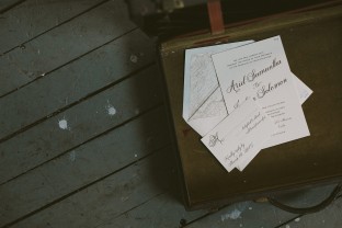 Rose gold wedding invitations from Smock