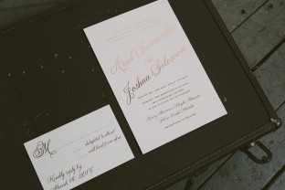 Rose gold wedding invitations from Smock