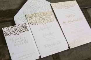 Mint + gold matte foil stamped wedding invitations from Smock
