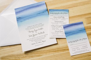 Custom watercolor wedding invitations from Smock