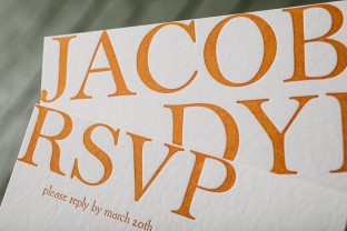 Custom orange letterpress Bar Mitzvah invitations from Smock