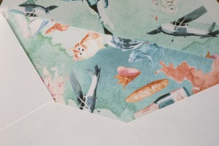 Tropical envelope liners and custom invitation sleeves