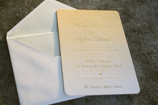 Orange ombre wedding invitations and save the dates from Smock