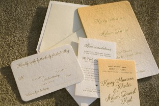 Orange ombre wedding invitations and save the dates from Smock