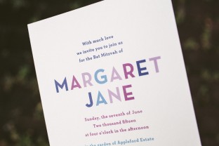 Jewel toned Bat Mitzvah invitations from Smock