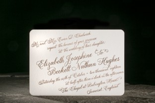 Donegal copper foil stamped wedding invitations