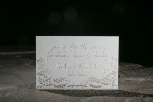 Greely tawny foil stamped reception cards from Smock