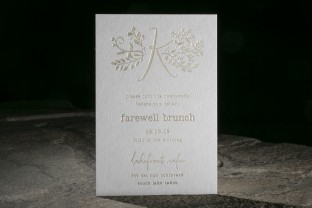 Greely tawny foil stamped brunch cards from Smock