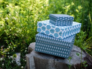 Denim blue keepsake gift boxes from Smock