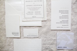 Modern Flynn foil stamped wedding invitations from Smock