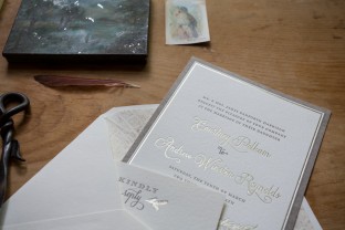 Rustic Haynes letterpress + foil stamped wedding invitation suite from Smock