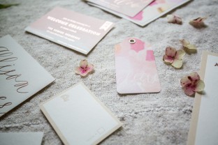 Rose gold Ellory wedding invitation suite from Smock