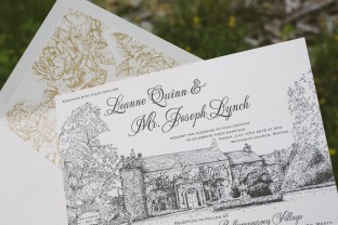 Custom letterpress wedding invitations by Appleberry Press, printed by Smock