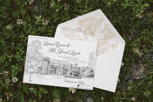 Custom letterpress wedding invitations by Appleberry Press, printed by Smock