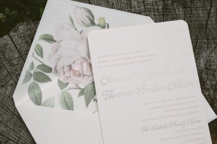 Floral letterpress wedding invitations from Smock