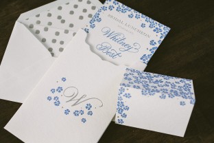 Letterpress + foil stamped floral bridal shower invitations from Smock
