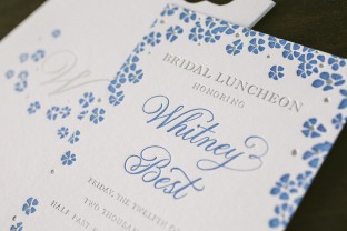 Letterpress + foil stamped floral bridal shower invitations from Smock