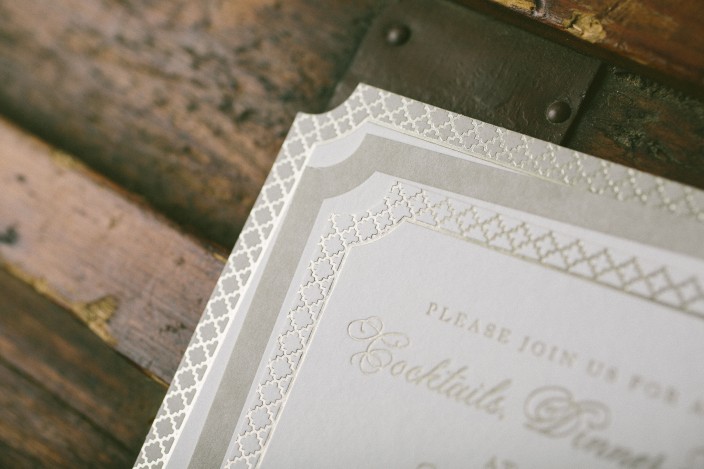 Custom letterpress and foil stamped wedding invitations from Smock