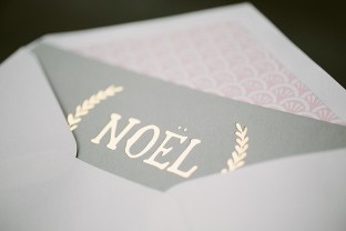 Custom gray + gold foil stamped holiday cards from Smock