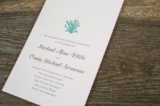 Custom aquarium inspired letterpress wedding invitations and programs by Smock