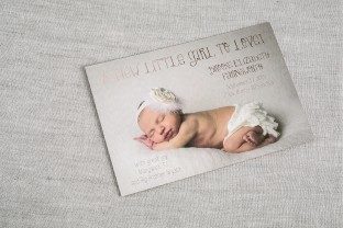Custom rose gold foil birth announcements from Smock