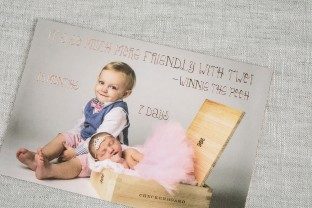 Custom rose gold foil birth announcements from Smock