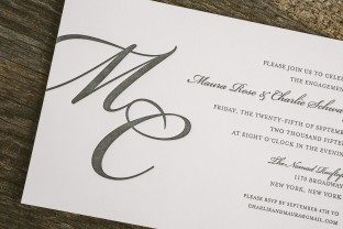 Monogrammed engagement party invitations from Smock