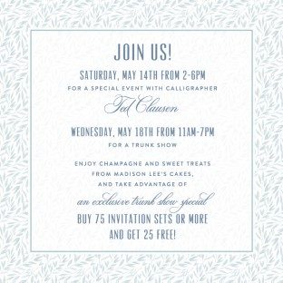 Join the invitation experts from Smock for a trunk show at the Bella Figura flagship store!