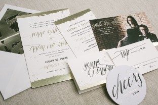 Lennon foil stamped wedding invitations from Smock