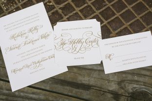 Gold foil wedding invitations from Smock