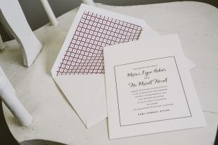 Custom Flynn wedding invitations from Smock + Heirloom Paper