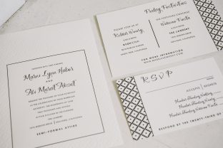 Custom Flynn wedding invitations from Smock + Heirloom Paper