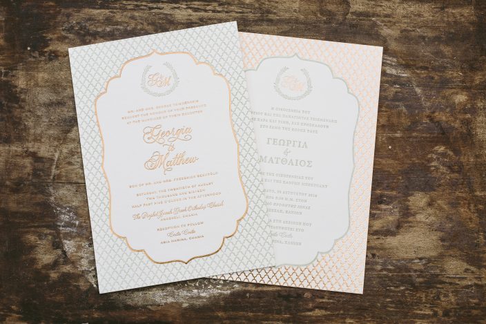 Double-sided bilingual invitations from Smock