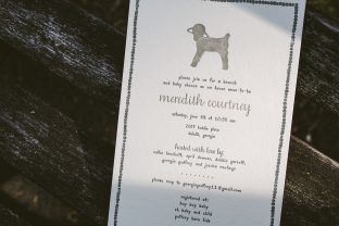 Little lamb gender neutral baby shower invitations from Smock