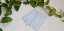 Ava Flora gray + white foil stamped business cards by Smock