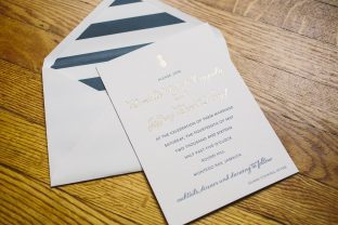 Navy + gold pineapple wedding invitations from Smock