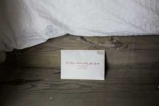 Digitally addressed wedding invitation envelopes from Smock