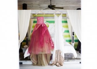 Custom pink Vera Wang wedding gown + Josefina Vera Wang gown