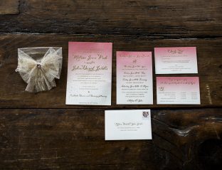 Pink ombre wedding invitations from Smock