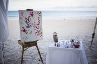 wedding canvas guestbook with paints